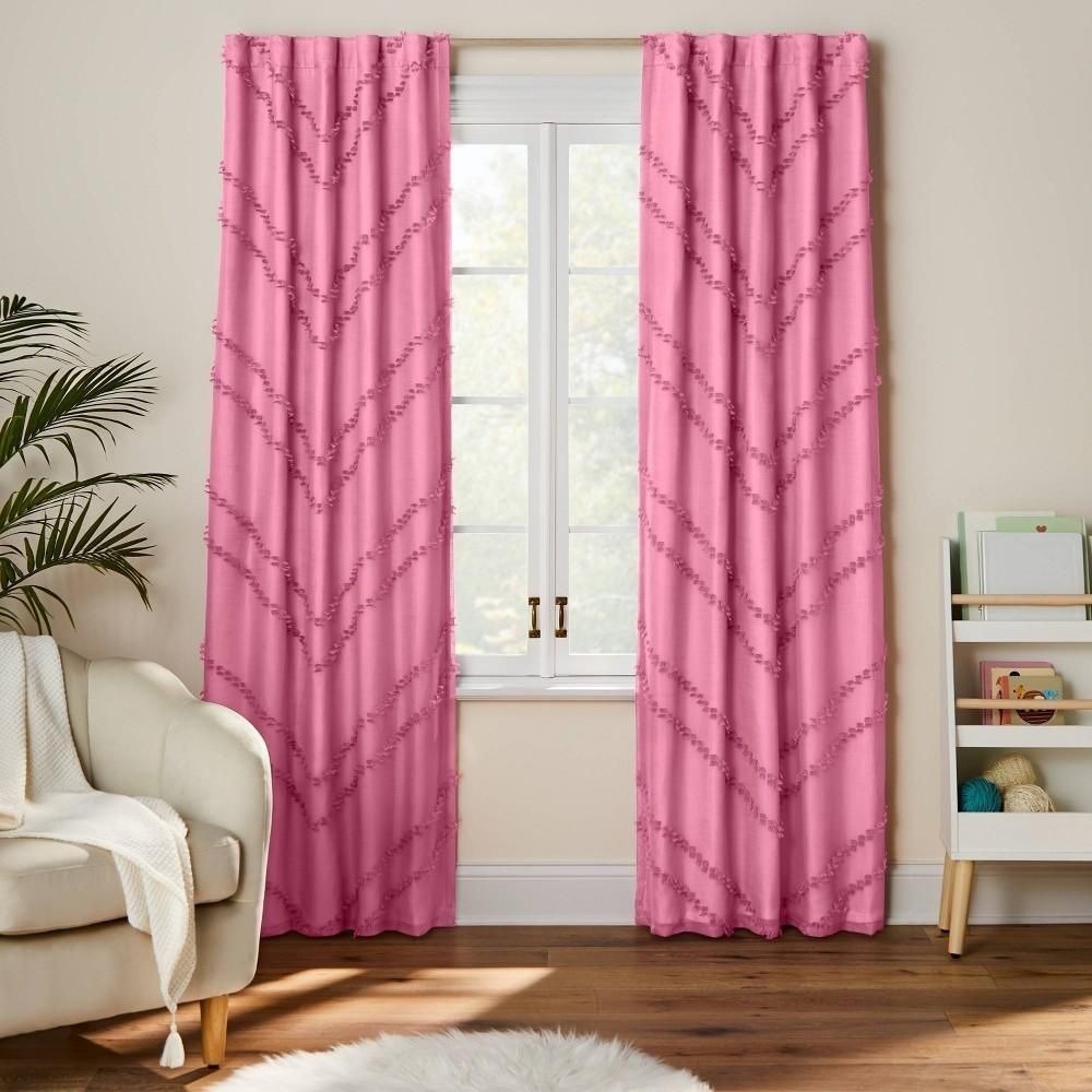 42"W X 84"L Chevron Clip Dotted Sheer Overlay Blackout Window Curtain Panel
